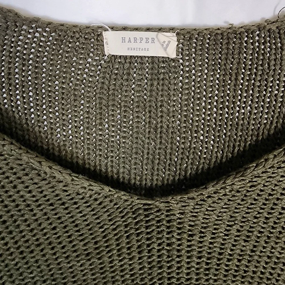 Harper Heritage Olive‎ Green Knit Long Sleeve Womens S Sweater Cottage Core